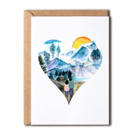 Love Mountain Card - Heart Mountain Card - Love You To The Mountains And Back - Hiking Valentine Card - Adventure Love Card - Valentine's Day Love Card