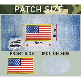 4 Stück USA American Flagge Patch Amerika Abzeichen Taktische Stickerei Aufnähen Iron on Sew on Patch Emblem Applikationen Jacken,Hosen,Biker,Uniformen,Hemden,Rucksack,Mützen,Jeans(Gold)