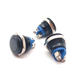 Switian 3pcs 16mm Momentary Push Button Switch, IP65 Waterproof, 3A/220V SPDT Screw Clamp for Car RV Truck Boat (Black Case)