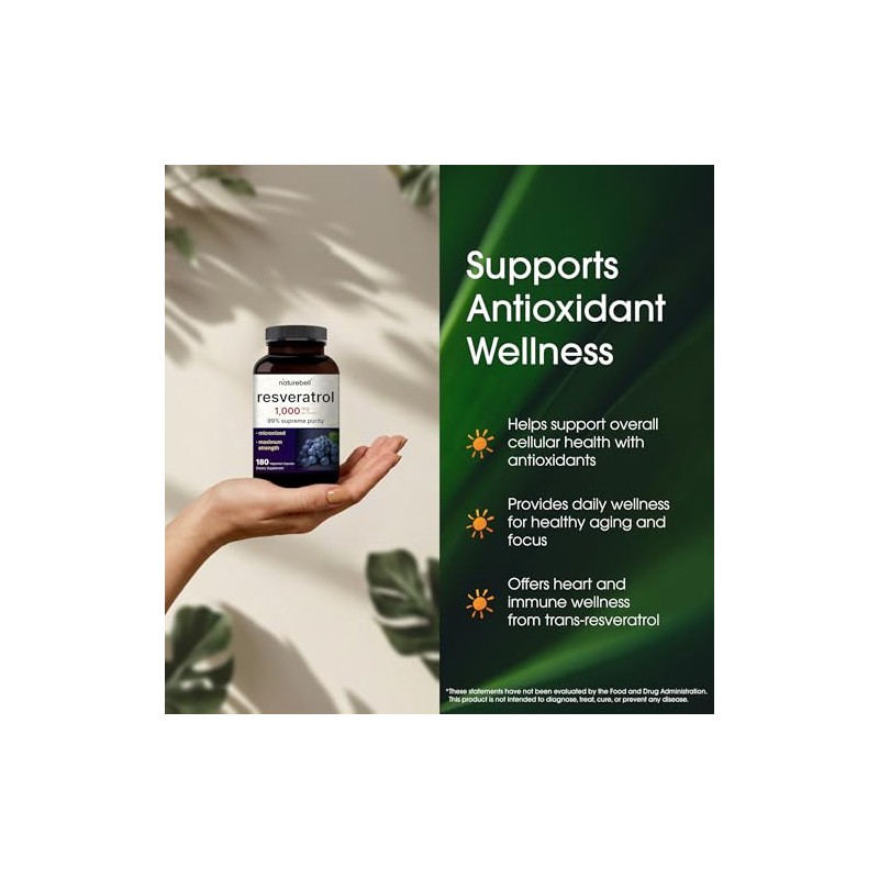 NatureBell Resveratrol - 180 Vegetarian Capsules - 1,000mg Polygonum Cuspidatum