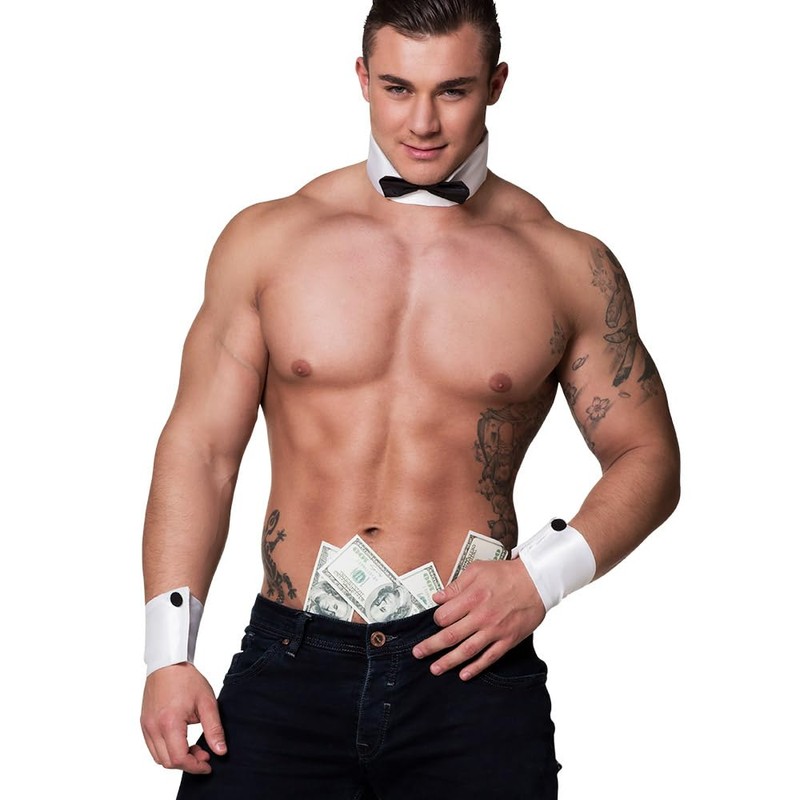 Boland Stripper Set for Men - White Collar with Bow
