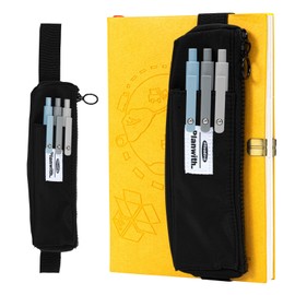 AOGEWON Pen Holder for Notebook, Pen Pouch for Notebook, Small Pen Holder with Adjustable Elastic Band, Slim Pencil Bag Journal Pen Holder Notebook Pen Holder, Zipper Pencil Pouch Makeup Bag