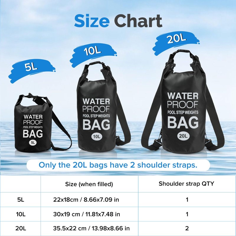 Yeabett Waterproof Dry Bag, 10L Waterproof Beach Bag with Adjustable