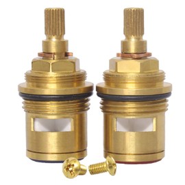 Gaosin Bathroom Basin 2PCS Pair 3/4'' Ceramic Disc Cartridge Replacement Mixer Hot and Cold Tap Inner Faucet Valve Quarter Turn 57MM 12 MM Spline Length 20 Teeth