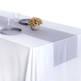 MDS Pack of 25 Wedding 12 x 108 inches Chiffon Table Runner for Wedding, Decorations for Birthday Parties, Banquets, Graduations, Engagements, Runners fit Rectangle, Round Table - Cool Gray