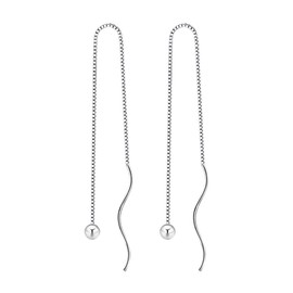 Iszie 925 Sterling Silver Long Bar Twisted Pull Through Dangle Drop Earrings for Women