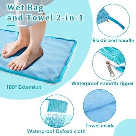 Waterproof Embedded Towel Wet Dry Bag, Oxford Cloth Zipper Design Portable Wet Bag for Swimsuit, Reusable Wet Clothes Bag With Towel, Swimming Bag for Pool Beach Gym Travel Essential