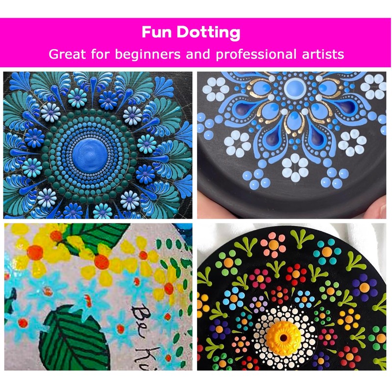 DAFENCHI 40 Shapes Flower Dotting Tools for Mandala Painting, Floral