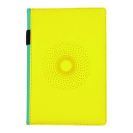 EJRange A5 Lined Notebook-Thick 100gsm Paper, Durable PU Leather Cover, Ribbon Marker, 192 Pages, Inside Pocket and Elastic Closure, Writing Pad for Journaling and Note-Taking(Yellow)