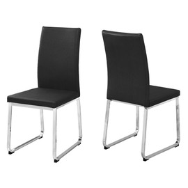 Monarch Dining Chair - 2Pcs / 38" H/Black Leather-Look/Chrome