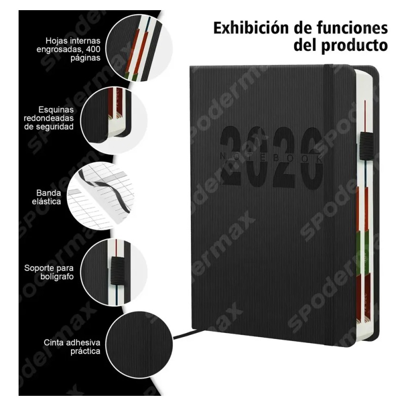 Agenda Diaria 2026 A5 Pasta Dura 320 Hojas Personalizable