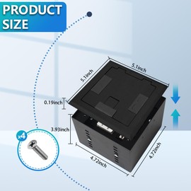 KYHSHJ Recessed Flat Hidden Socket Kit with 20 Amp Stainless Steel TR Receptacle Outlet Stainless+3-Port RJ45 Datacom Receptacle.Internal Height Adjustable，Corrosive Resistant Hardware，Black