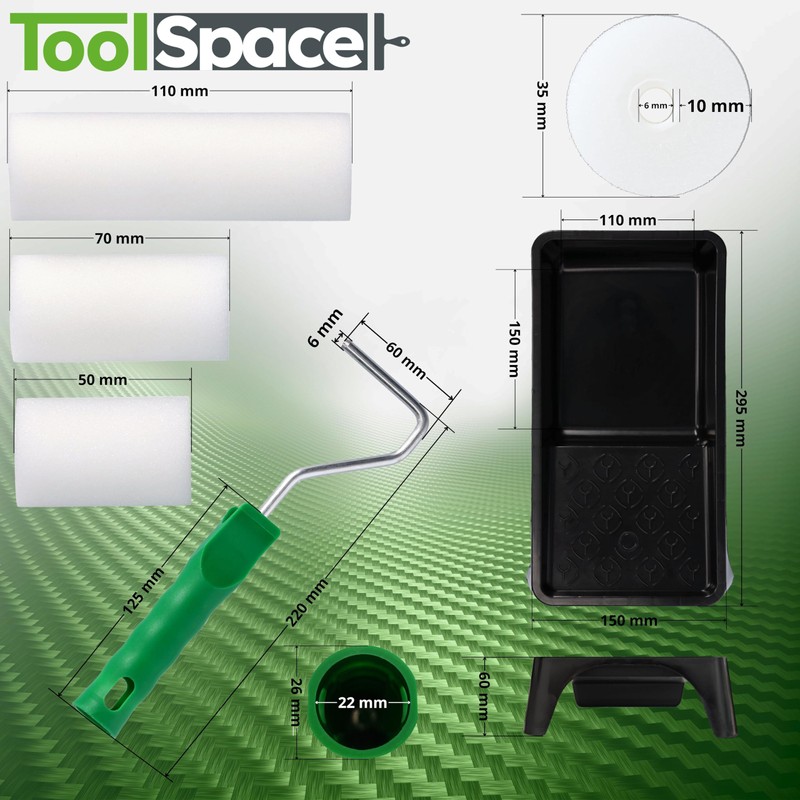ToolSpace Paint Roller Set Paint Roller 5 cm 7 cm