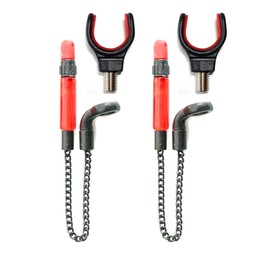 2 x Bobbins Bite Indicators 2 x Rod Rest Set Carp fishing Tackle for Bite Alarms (Red)