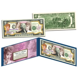 Lucille Ball - I Love Lucy 100th Birthday Uncirculated Two Dollar Bill Special Edition Collectible Display Holder and Certificate
