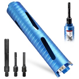 DaduoRi 3" Dry Core Drill Bit, 5/8"-11 Thread, with 3 Adapters Included: SDS Plus, SDS Max and 1/2" Hex Shank; 9.5" Drilling Depth Core Bits for Concrete,Brick Block,Stucco and Masonry (No Pilot Bit)