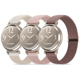 Conidido 3 Pack Nylon Bands Compatible with Garmin Lily 2, 14mm Elastic Nylon Soft Loop Straps Quick Release Replacement Adjustable Wristband for Lily 2 Classic/Active Smart Watch Accessory for Women