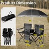ANEUHS Folding Double Camping Chair w/Umbrella Beverage Holder Carrying Bag