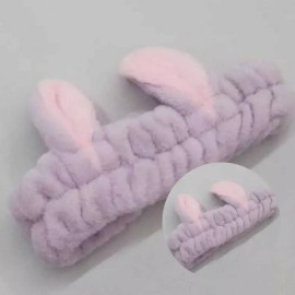 토끼세안머리띠 욕실용 퍼플 샤워밴드 x 1개 위생헤어밴드 미용실 화장대 세안용밴드 Rabbit Ear Headband Bathroom Purple Shower Band x 1 Piece Sanitary Hair Band Beauty Salon Washstand Hairband