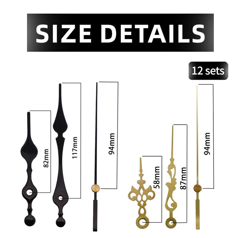 LEEQ Set of 12 Style Hands for Wall Clock -