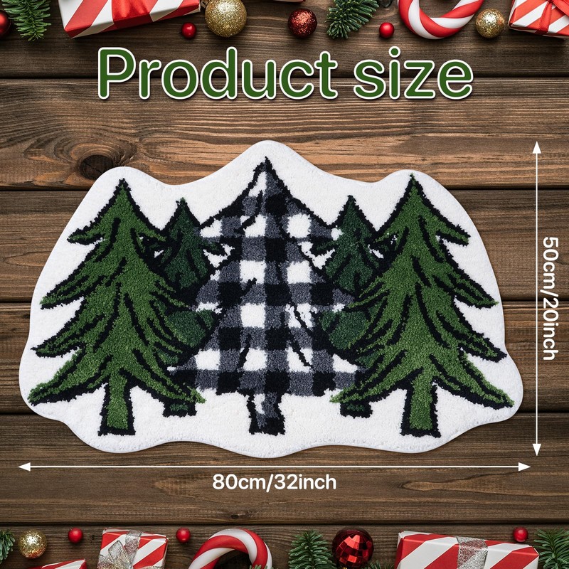 Shemilly Christmas Bathroom Rugs,Christmas Tree Soft Absorbent Bath Rug Non
