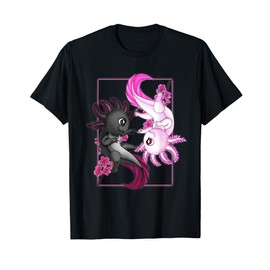 Cute Axolotl Yin Yang Plush Pets Cherry Blossom Girls Boys T-Shirt