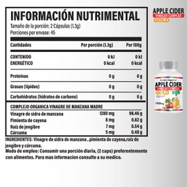 Vinagre de Sidra de Manzana orgánico. Cápsulas veganas. Con Pimienta de Cayena, Cúrcuma y Jengibre, Apple cider, 100% Orgánico, Vegan Keto. Bote con 90 Cápsulas. Purely Organics.