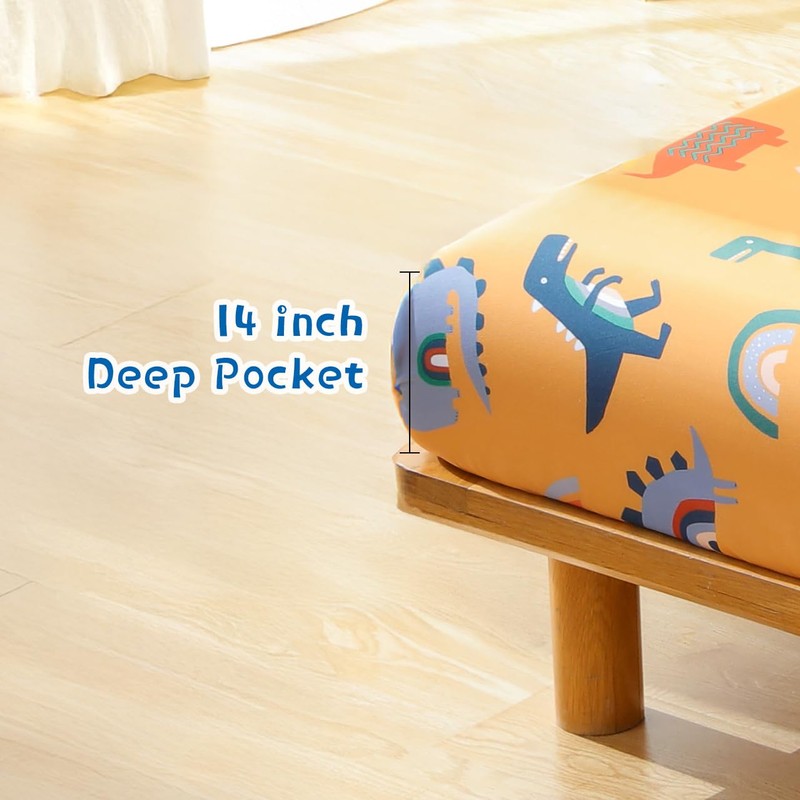 Cartoon Dinosaur Kids Sheet Set Twin Size - Orange Dinosaur
