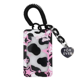 JUMISEE Clear Acrylic Kpop Photocard Holder Kawaii Star Credit ID Card Protective Case Photo Display Bag Pendant Keychain