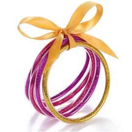 Sakytal Mardi Gras Jelly Bangles Bracelets Sparkling Silicone Bracelet Set Carnival Parade Party for Women (Set B)