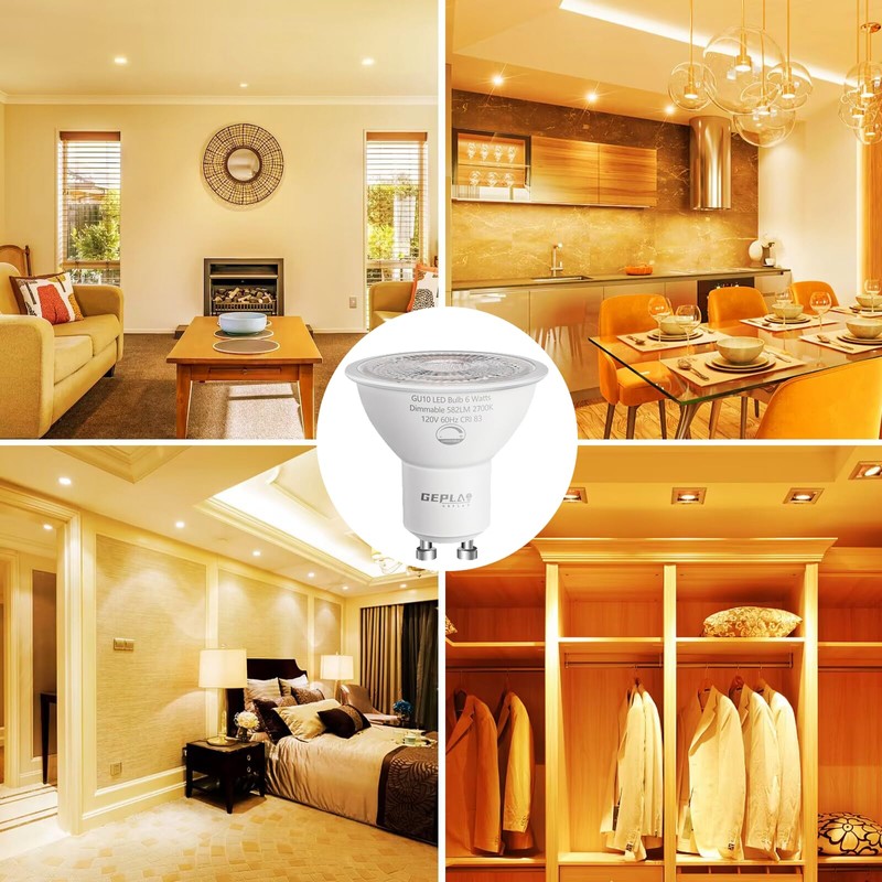 6 Pack GU10 LED Spotlight Bulbs,Dimmable, 5000K Daylight 582LM, 50W