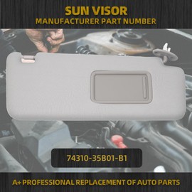 Dasbecan Front Right Passenger Side Sun Visor with Vanity Light Compatible with Toyota 4Runner 2010-2023 Replaces# 74310-35B01-B1 (Gray)