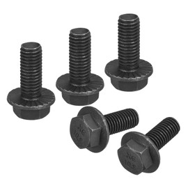 sourcing map M10-1.5x25mm Hex Serrated Flange Bolts 10.9 Grade Carbon Steel Screws 5pcs