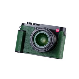 Camera Half Case for Leica Q3,SIUTATDSH Vintage Metal Genuine Leather Camera Protective Cases Stylish Portable Shockproof (GgreenD)