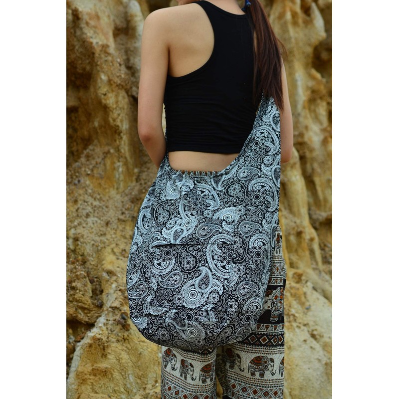 Your Cozy Crossbody Handbag, Handmade Boho Cotton Bag, Unisex, Black