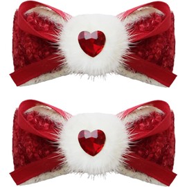 Valentine's Hair Clips Red Hair Bows for Girls Red Love Heart Bows Handmade Alligator Clip in Bow for Girls Hair Accessories 2PCS (Red, One size)