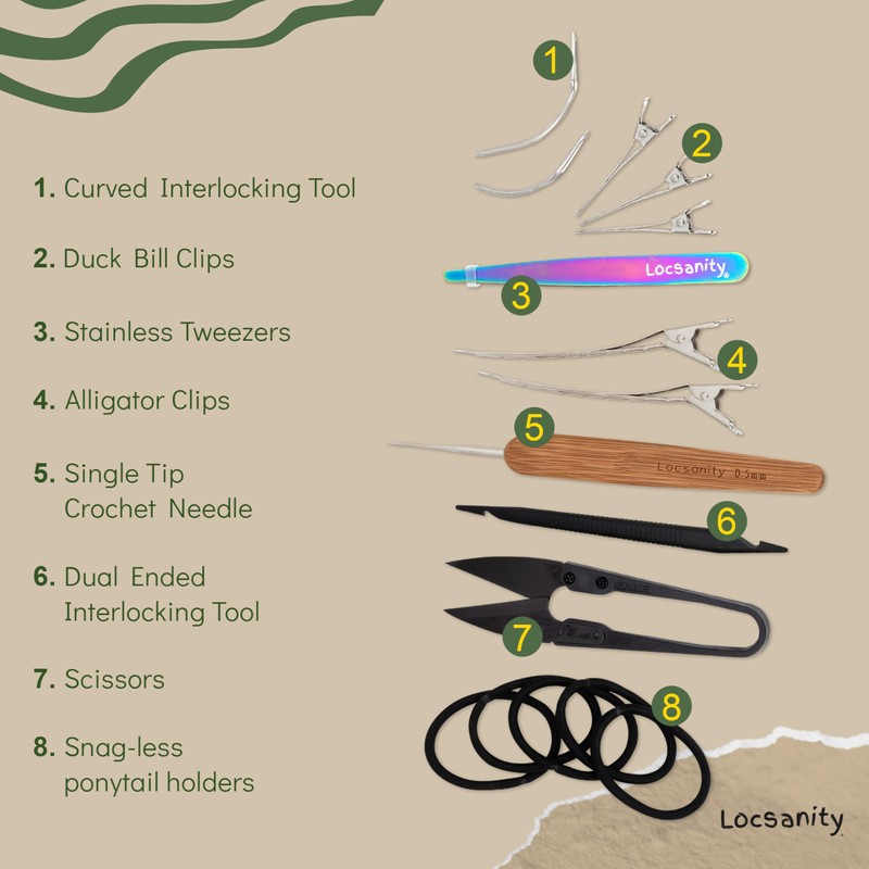 Locsanity Dreadlock Retightening and Interlocking Tool Kit for Sisterlocks, Microlocks,