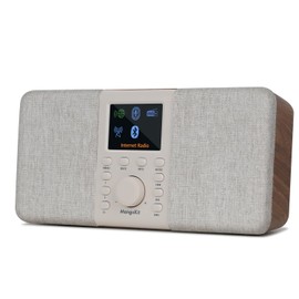 SR20 Stereo Smart Internet Radio with WiFi,Podcast Player, Bluetooth Speaker,Portable FM Radio,Mains and Battery Powered Radio,Color Display,Dual Alarms, Presets,App Control-Walnut