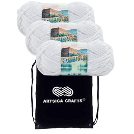 Lion Brand Knitting Yarn Wool-Ease Thick and Quick Wheat 3-Skein Factory Pack (Same Dye Lot) 640-402 Bundle with 1 Black Project Bag