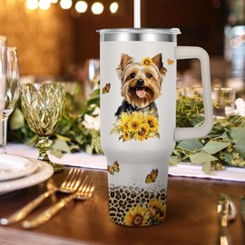 Caiibaoob Yorkie Tumbler for Womens,Vacuum Insulated Travel Cup 40oz