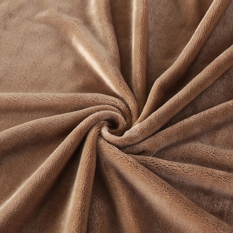 TASTHROW Light Coffee Cuddly Blanket, Fluffy Blanket, Fleece Blanket, 130