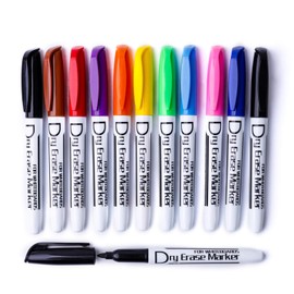 Volcanics Dry-Erase-Markers 12PCS Whiteboard Markers, Dry Erase Pens 10 Vibrant Colors Low Odor, Fine Tip, Non Toxic Perfect for School, Office, Home Whiteboards