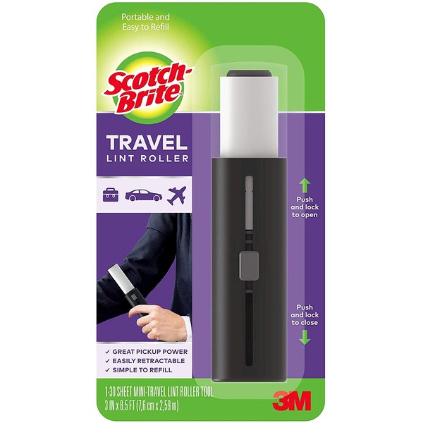Scotch-Brite Mini Travel Lint Roller, Works Great On Pet Hair, 6 Rollers, 30 Sheets Per Roll, 180 Sheets Total