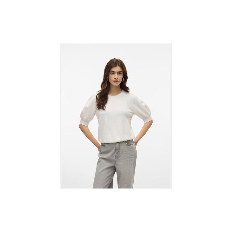VERO MODA Women's Vmdoffy 2/4 O-Neck Pullover Ga Noos, Snow