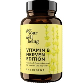 get your wellbeing by BIOGENA - Vitamin-B Komplex mit allen B-Vitaminen, Folsäure, Reishi & Shiitake - 60 Kapseln - Für Nerven & Psyche - Nahrungsergänzungsmittel vegan & konservierungsstofffrei