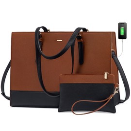 LOVEVOOK Laptop Bag for Women, Fashion Computer Tote Bag Large Capacity Work Handbag 15.6 Inch, Messenger Bag Purse Set, Briefcase Bag for Business Office