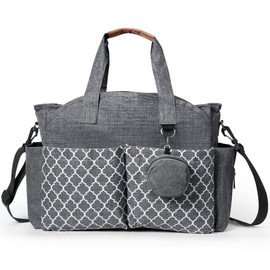 PIGLOG Diaper Bag Tote,Large Diaper Bags Waterproof,Large Mommy Bag for Hospital,With Pacifier Case,Baby Bags for Mom Travel Diaper Tote,Grey