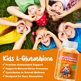 Juneno Liposomal Glutathione Gummies for Kids - Vitamin C Supplement for Healthy Immune Support Antioxidants & Detox - Sugar Free Vegan Non GMO
