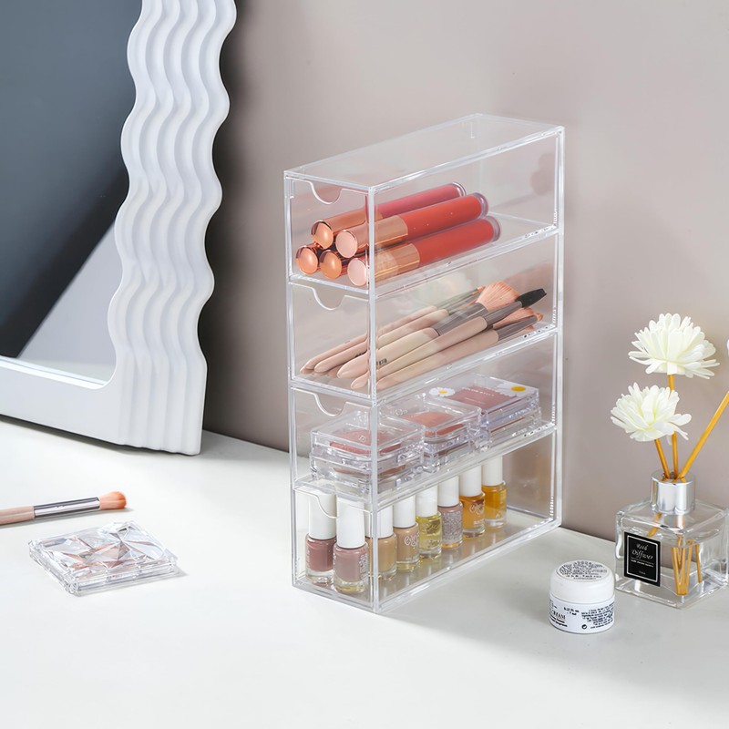 Acrylic Sunglasses Organizer with 4 Drawers - Clear Eyeglass Holder