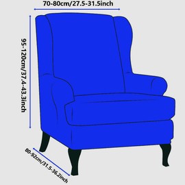 2 Piece Stretch Wingback Chair Cover Jacquard Wing Chairs Slipcover, Anti Slip Stylish Furniture Protector, Washable Armchair Cover for Living Room Fabric with Elastic Bottom (Blue, 2)